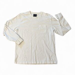 Abercrombie & Fitch White Paint Splatter Heavyweight Long Sleeve T-Shirt Size XL